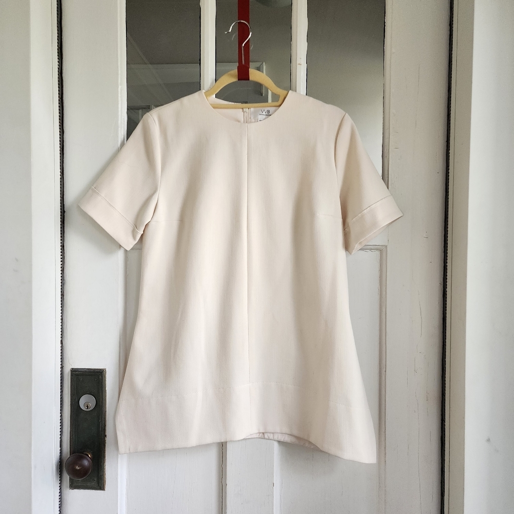 VVB Victoria Beckham Cream Short Sleeve Blouse Top, Sz 4